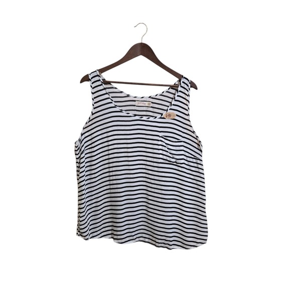Faded Glory Tops - Faded Glory Women's Tank Tip Size XL White Black Stripe Scoop Neck Sleeveless